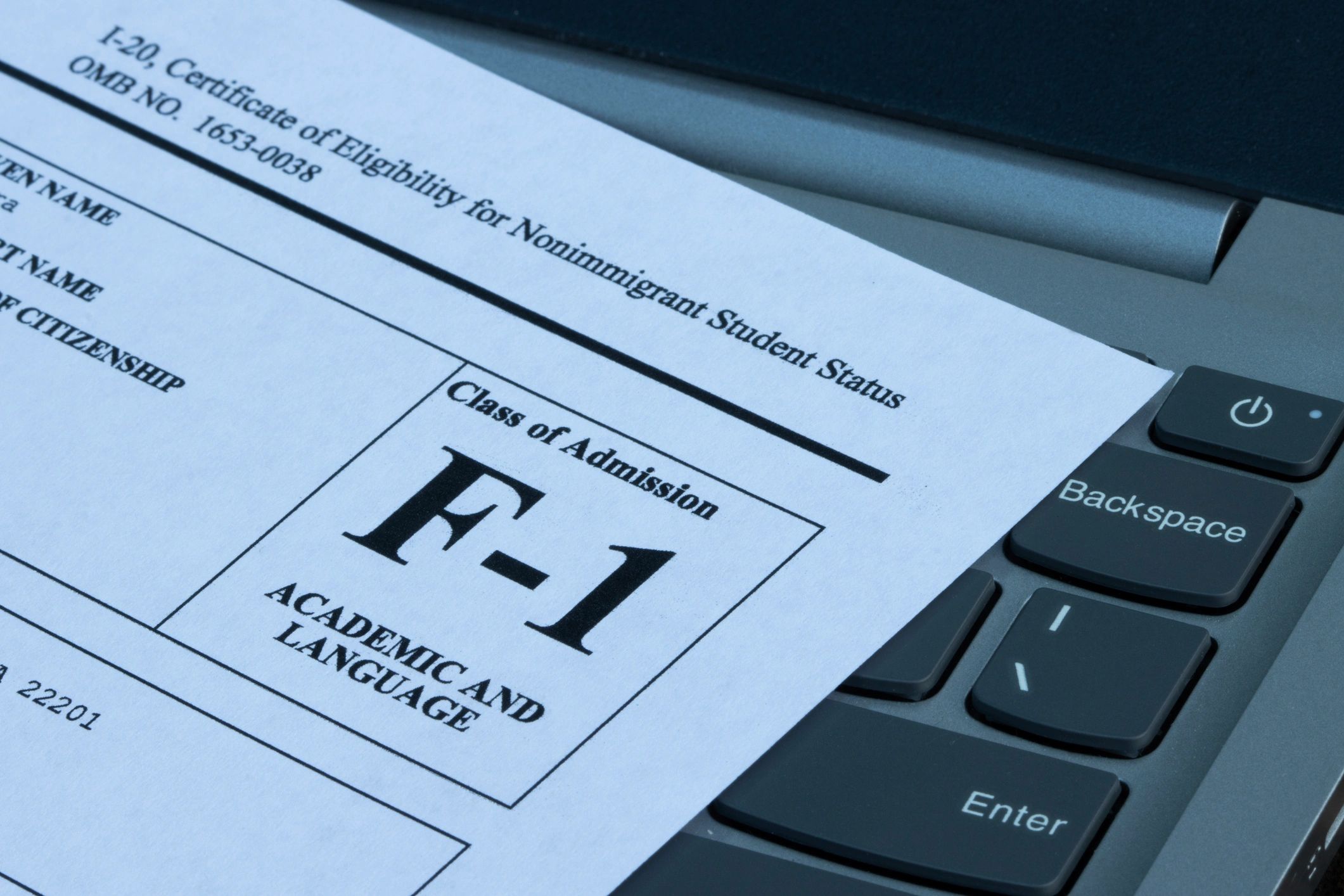 Student visa application document on a desk